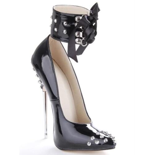 Carpaton Spring Summer Autumn Sexy Female patent leather rivet decoration peep toe high heel shoes fashion catwalk shoes purple