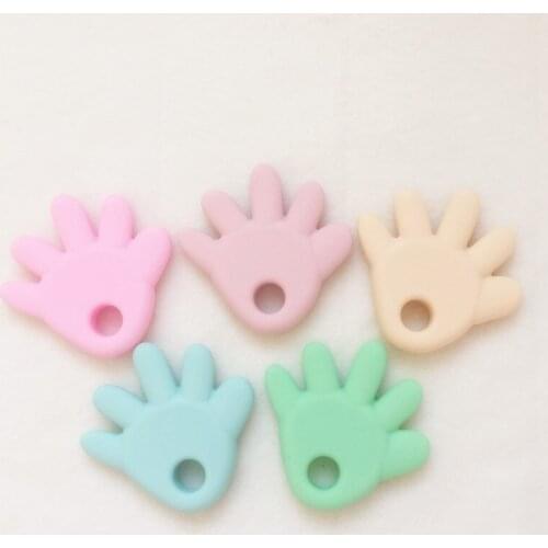 Chenkai 10PCS BPA Free DIY Silicone Hand Teether Baby Shower Pacifier Dummy Teething Pendant Nursing Necklace Jewelry Toy