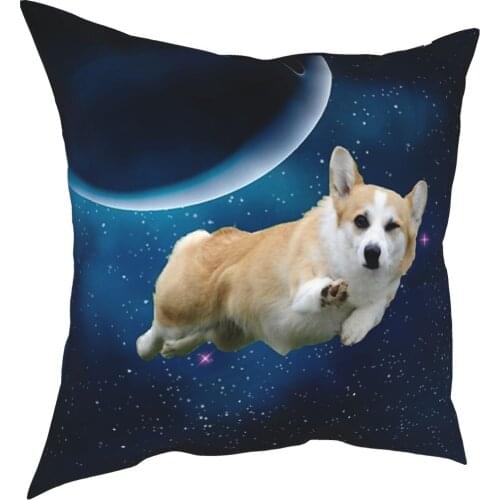 Corgi Galaxy Pillowcase Decoration Pet Dog Kawaii Cushions Throw Pillow for Living Room Polyester Double-sided Printing