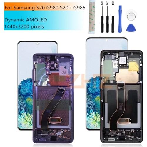 For Samsung S20+ lcd G985 touch screen digitizer assembly with frame For Samsung S20 G980 display replacement repair part