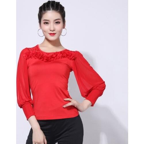 H2650 Latin Dance Top Women Spring New Style Square Dance Performance Clothing Middle Aged Female Fashion Professional Costumes