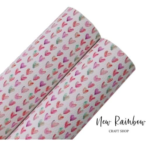 New Rainbow 30x22cm/A4 Lovely Hearts Printed Litchi Faux Leather Nice for Bows, Earrings, Purse, Handmade Crafts