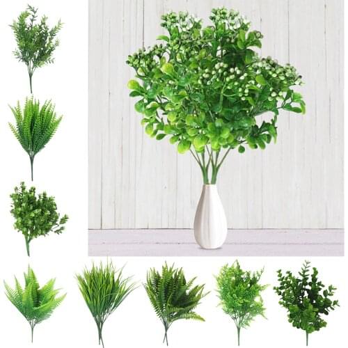Artificial Shrubs Plastic Fake Plants Stems Faux Grass Decorative Simulation Plants Artificial Ferns Office Home Garden Decor