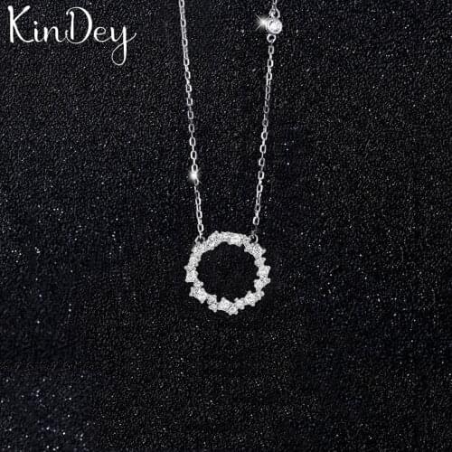 Kindey Silver Color Jewelry Crystal Circle Necklaces For Women Wedding Kolye Collares Bijoux