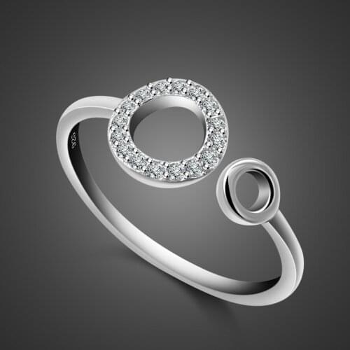 Free Name Carving Rings 100% Genuine 925 Sterling Silver CZ Circle Round Finger Rings for Women Fine Jewelry Anniversary Gift