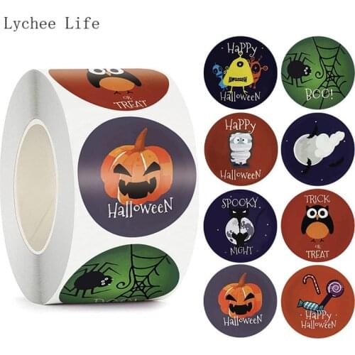 Lychee Life Happy Halloween Festival Sticker Paper Decoration Tag Sealing Label Kids Gifts Package Scrapbooking Sticker