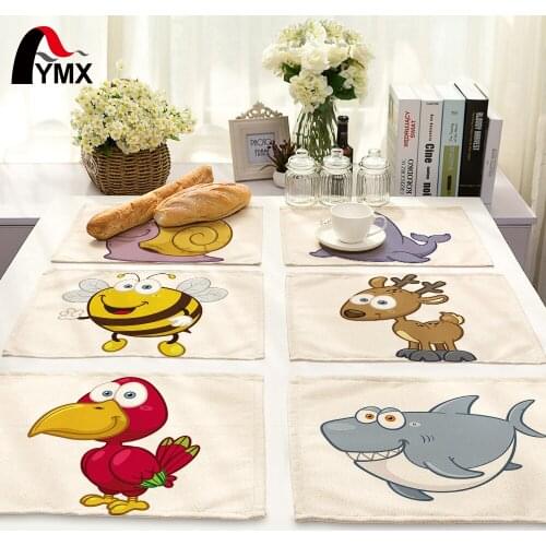 Cute Cartoon Animal Pattern Table Napkins Dinner Table Napkins Tea Coffee Towel Cotton Wedding Home Textile Decor Cartoon