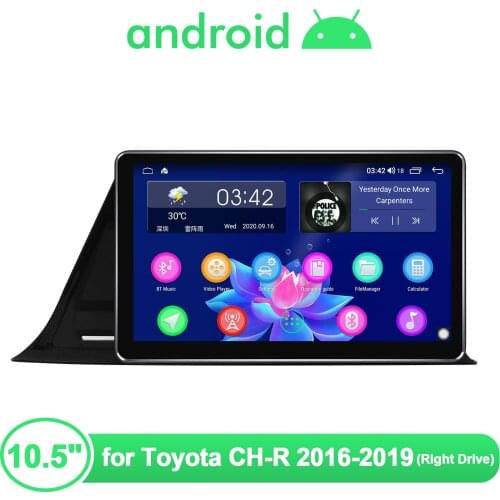 Multimedia Head Unit 10.5 Inch Android Car Radio Stereo For Toyota C-HR CH-R CHR 2016 2019 Right Drive Wireless Carplay WIFI 4G