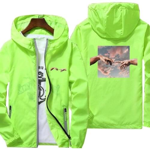 Mens Quick Dry Coat MICHELANGELO Funny Print Sunscreen Waterproof UV Women thin Outwear Ultra-Light Windbreake Jacket