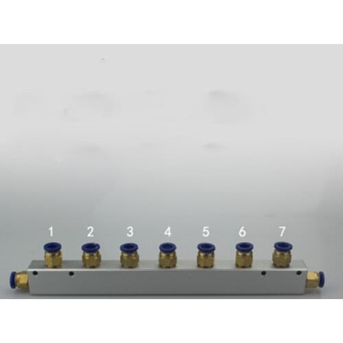 A Kit Push Fit 8mm 7 Way Pneumatic Air Manifold Block Splitter With Couplers