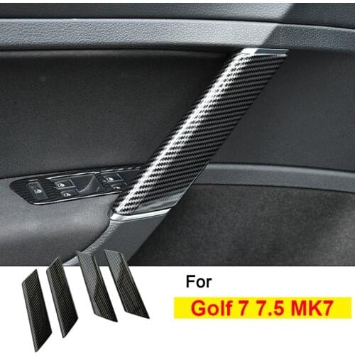 Carbon Fiber Style Inner Door Armrest Handle Cover Trim for VW Golf 7 7.5 MK7 Accessories 2015-2019