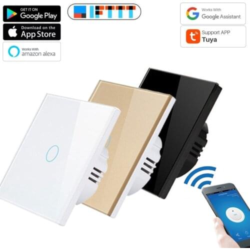 Wifi Wall Touch Switch EU No Neutral Wire Required Smart Light Switch Tuya RF433 Smart Home Controller Support Alexa Google Home