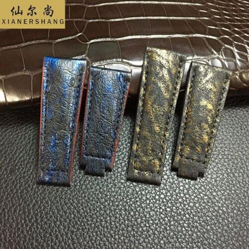 Retro Ostrich Skin Watchbands Top Handmade Genuine Leather Belt Custom DAYTONA Strap 20MM Luxury Goat bottom leather Watch Band
