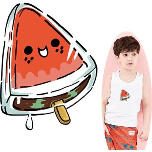 New Watermelon Ice Cream Heat Transfer Clothes Patches Iron-on Patch for Jeans DIY Household Decoration Appliqued Stickers