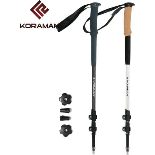 NEW cork handle sticks Hiking stick portable telescopic out lock Climbing supplies climbing gear Aluminum alloy walking stick