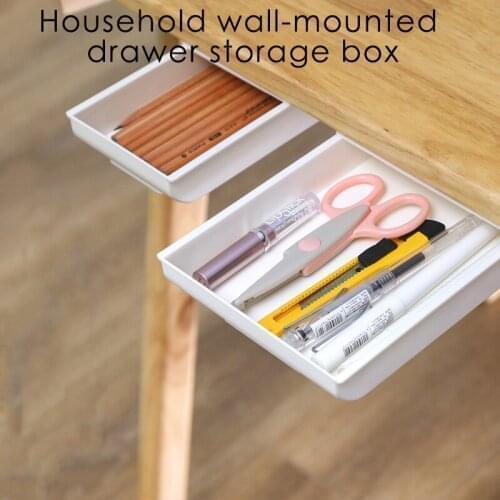 New Pencil Drawer Box Self Adhesive Under Desk Drawer Organizer Table Storage Box Holder Case Storage Box Finishing Box Office