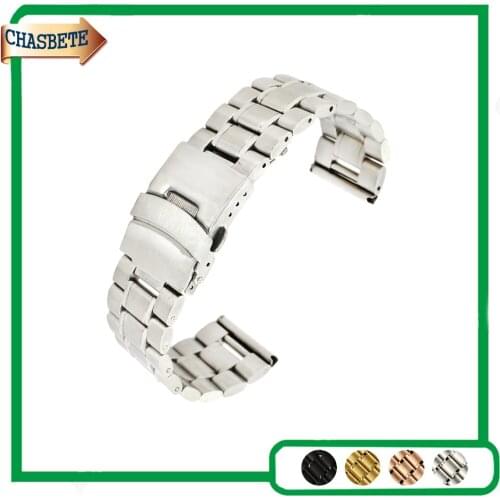 Stainless Steel Watch Band Universal Watchband 16mm 18mm 20mm 22mm 24mm Men Women Metal Strap Belt Wrist Loop Bracelet Silver