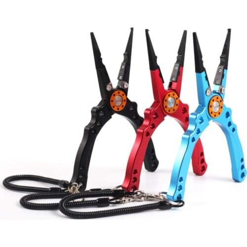 Fishing Pliers with Sheath and Lanyard, Aluminum Fishing Plier Hook Remover Braid Line Cutting and Split Ring Jaw Rustproof
