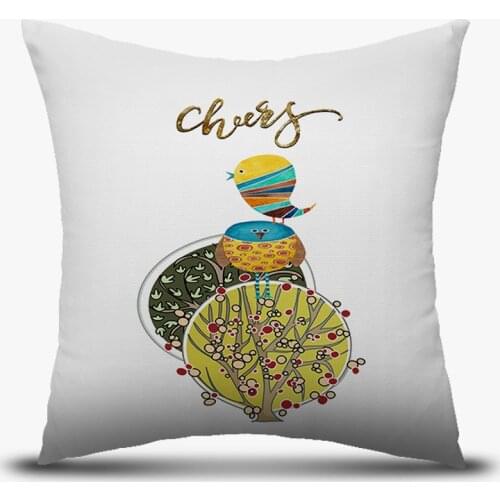 Cartoon Bird Pattern Throw Pillow Cover 45*45 Square Cushion Covers Super Soft fabric Pillow Case Sofa Home Decor Pillows Cases