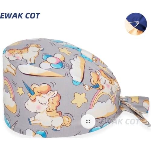 Surgery cap nursing accessories medical head cap nurse medical work hat Inner sports towel Health service cap with button