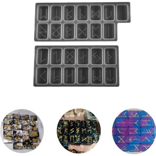 Rune Symbol Silicone Molds Rectangle Epoxy Resin Mold Mirror Energy Symbol Cabochons Casting Moulds for Charm Jewelry DIY Crafts