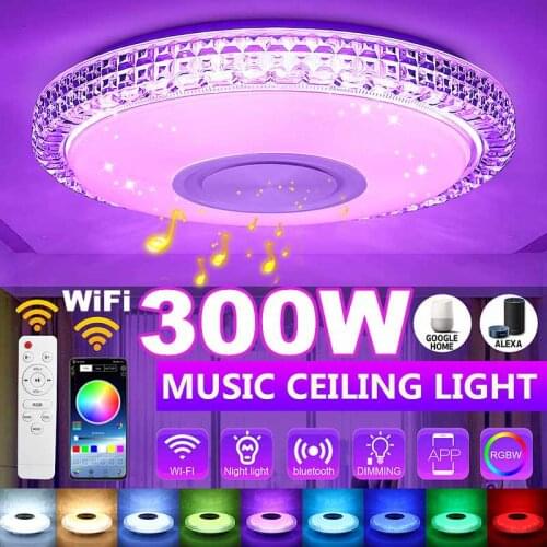 300W WiFi Modern RGB LED Ceiling Lights Home Lighting APP bluetooth Music Light Bedroom Lamp Smart Ceiling Lamp+Remote Control