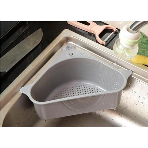 2pcs Kitchen Sink Triangle Storage Holder Sucker Sucker Washing Bowl Kitchen Multifunctional Sponge Drain Shelf Storage Rack