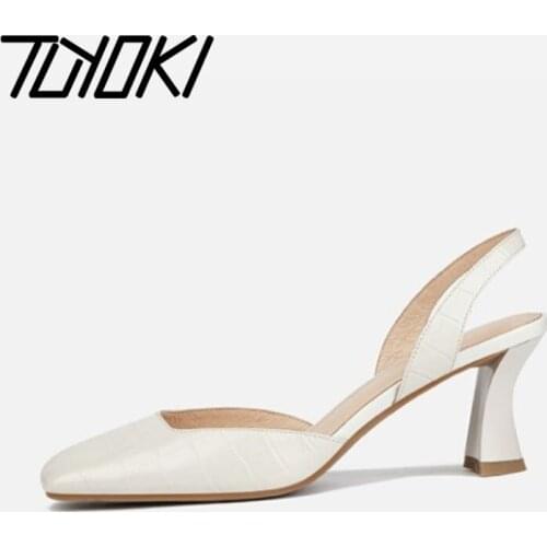 Tuyoki Size 33-40 Women Sandals Real Leather Strange Heel Women Summer Shoes Fashion Office Party Shoes Women Footwear