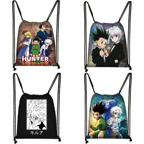 Japanese Anime Hunter X Hunter Bundle Pocket Men Women Popular Anime Drawstring Bag Killua Zoldyck Shopping Bags Gift