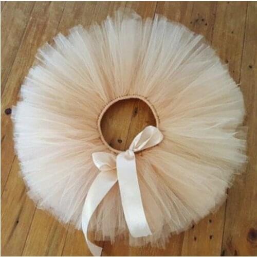 Baby Girls Champagne Tutu Skirts Kids Ballet Tulle Pettiskirts Underskirts Tutus with Ribbon Bow Kids Party Costume Skirts 1-9Y