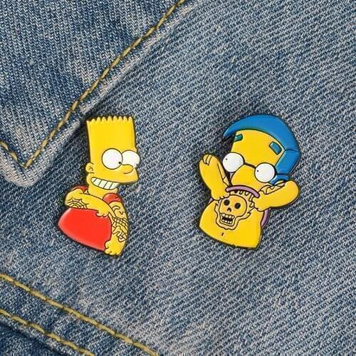 Funny Animated Sitcom Simpson Brooch for Woman Cute Badge Collar Shirt Enamel Pin Brooches for Men Metal Pin Jewelry Accesorios