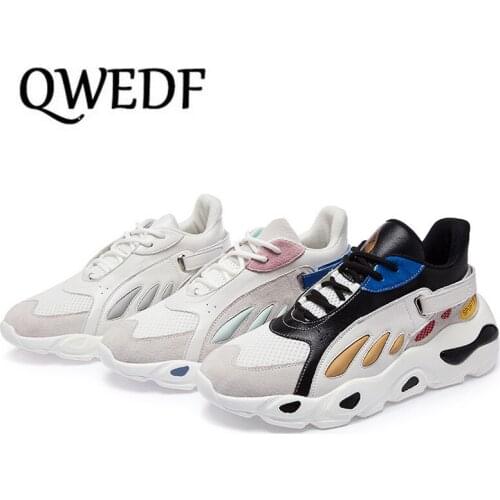 QWEDF 2019 Hot Sale Women Sneakers Fashion Lightweight Mesh Flat Shoes Spring Autumn Female Vulcanize Shoes Zapatillas X10-19