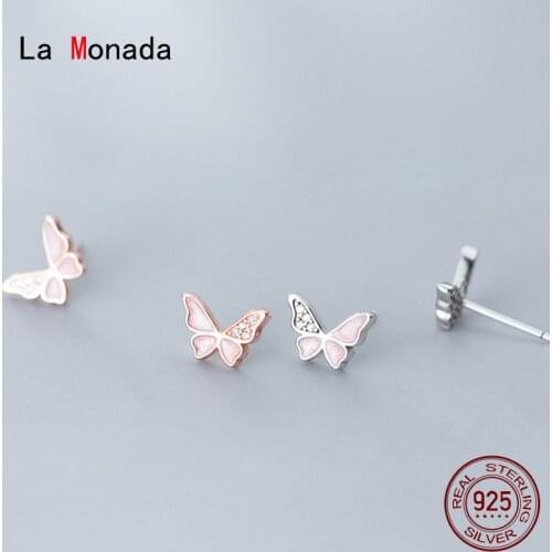 La Monada Women Earrings Butterfly Piercing Ear 925 Small Silver Earrings Fashion Girls Small Stud Earrings For Women Silver 925