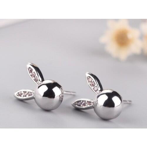 REETI 925 sterling silver rabbit Stud Earrings for Women Elegant Wedding Jewelry pendientes mujer moda 2019 Brincos