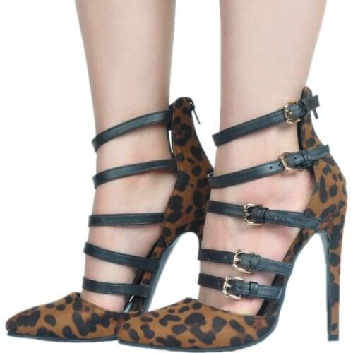 ASHIOFU Real Photos Classic Ladies High Heel Pumps Leopard Buckle Strap Party Prom Dress Shoes Evening Dating Fashion Shoes