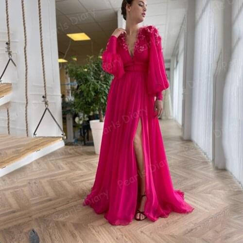 Vintage Split Slit Arabic Evening Dresses Long Sleeve Luxury Beaded Dubai Formal Muslim Women Wedding Party Dress Prom Gowns