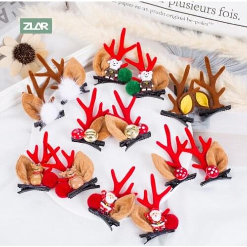 ZLAR 2022 New Christmas Hair Accessories Headbands for Women 2pcs Hair Bows Christmas Decoration Pendant Santa Claus CG-SD5