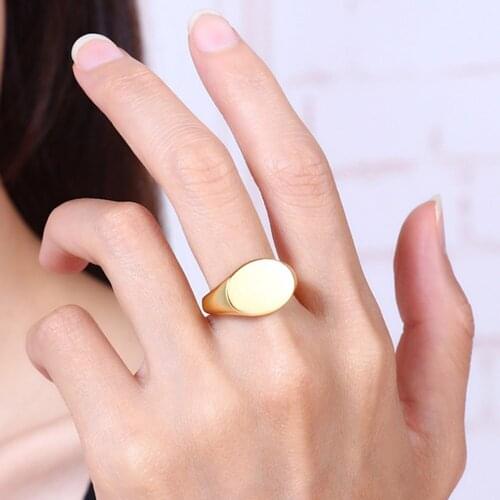 Gold Color Smooth Dome Signet Rings Big Chunky Rings For Women Simple Finger Accessories Jewelry Statement Ring KAR277 KAR292