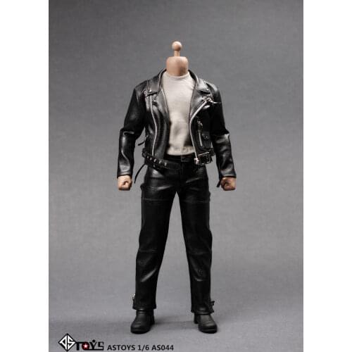 1/6 AS044 Arnold Cool Leather Black Jacket Suits Set Model Locomotive version Toy Fit 12" Male Figure M35 M34 Body Model