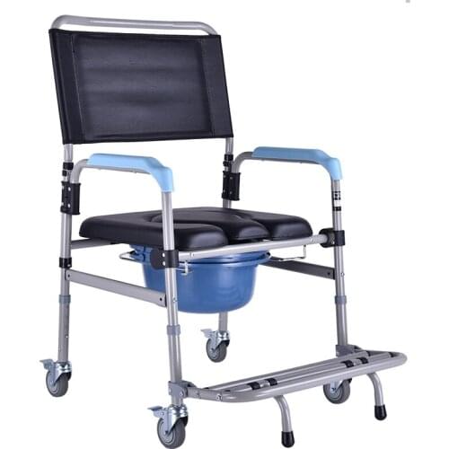 15%, Elders Potty Chair with Four Wheels Movable Aluminum Alloy Wheelchairs for Old MenPatients Folding ToiletChair