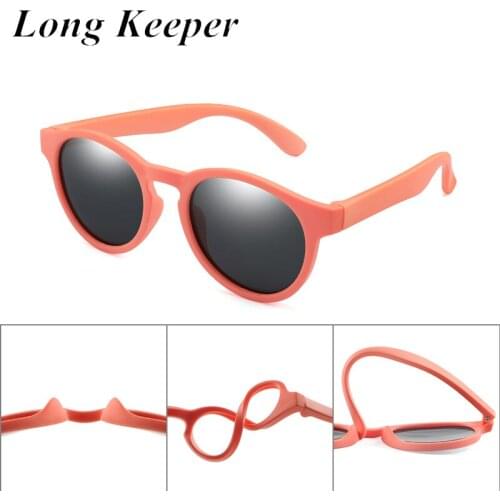 LongKeeper Colorful Flexible Kids Sunglasses Polarized Boys Girls Round Sun Glasses Child Baby Eyewear Silicone Eyeglasses UV400
