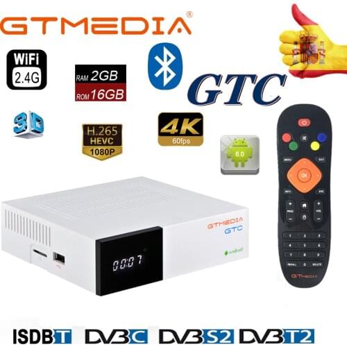 Freesat/GTmedia GTC Satellite Receiver DVB-S2/T2/Cable ISDBT android 6.0 support Netflix Youtube wifi decoder PK H96