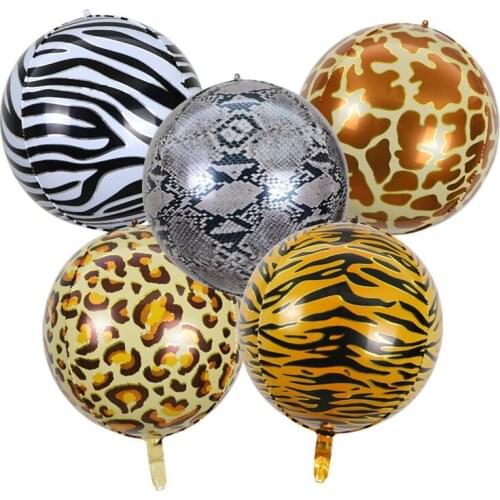 22inch 4D Aluminum Film Balloon Leopard Tiger Zebra Snake Giraffe Print Pattern Birthday Party Decoration Animal PatternBalloon