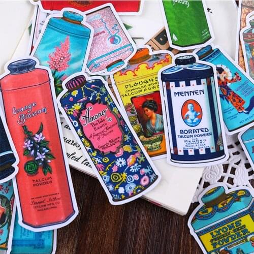 25pcs/set retro powder bottle sticker DIY scrapbooking mobile phone computer gift sealing decoration sticker
