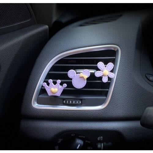 3 pcs of price Mickey head crown five petal flower car air conditioner outlet lovely decoration products clip female no fragranc