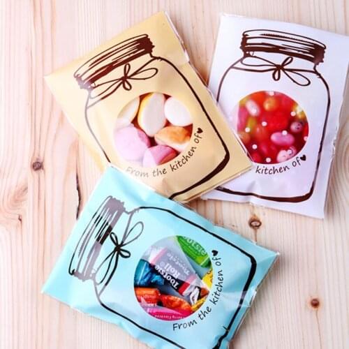 300Pcs Cute Plastic Cookie Candy Bag Self Seal Packaging Christmas Santa Claus Sweet Gift Clear Snacks Bags (Each color 100pcs)