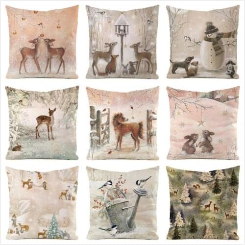 45cm*45cm **WInter&Wild** Inimitated Silk Fabric Throw Pillow Covers Couch Cushion Cover Home Decorative Pillows Pillow Case