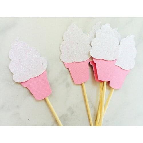 Glitter ice cream cupcake toppers wedding shower birthday, favors, candy table, dessert, Food Picks