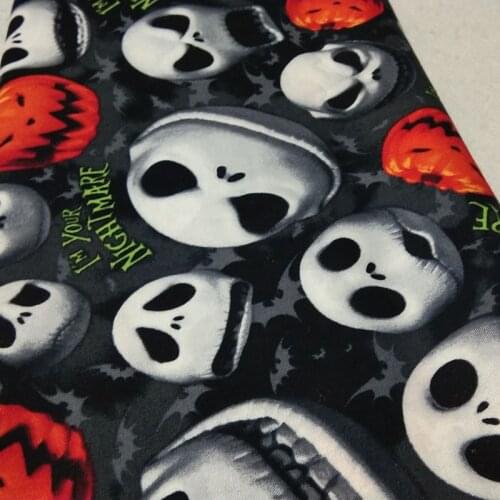 100% Cotton viaPhil Brand New Halloween Punk Cool Nightmare Skull Pumpkin Ghost Printed Fabric Patchwork Home Decor