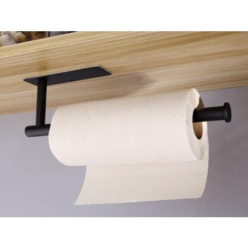 304 Stainless Steel Paper Towel Roll Shelf Self-adhesive Bathroom Large Paper Towel Hanging Creative Kitchen Toilet Paper Holder